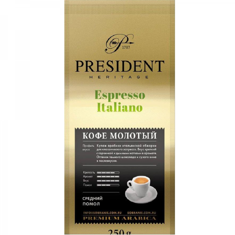 Кофе жареный молотый PRESIDENT SUPERIOR дой-пак