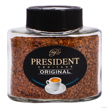 Кофе растворимый сублимированный c добавлением кофе жареного молотого PRESIDENT HERITAGE Original