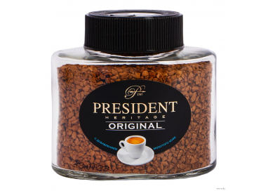 Кофе растворимый сублимированный c добавлением кофе жареного молотого PRESIDENT HERITAGE Original