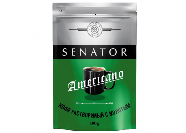 Кофе растворимый сублимированный с добавлением кофе жареного молотого "SENATOR Americano"