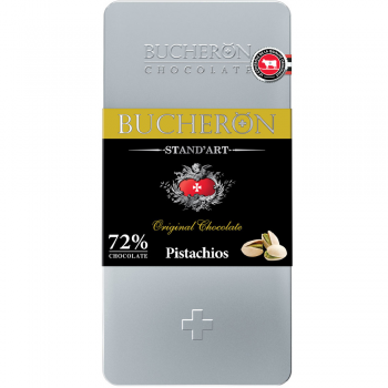 "BUСHERON" горький шоколад с фисташками  ж/б