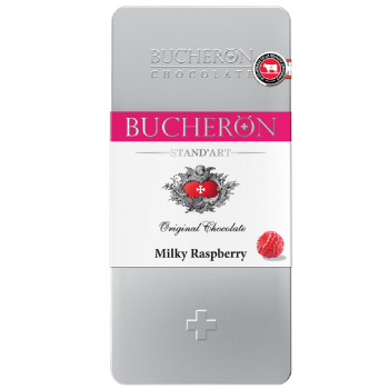 "BUCHERON" молочный шоколад с малиной ж/б