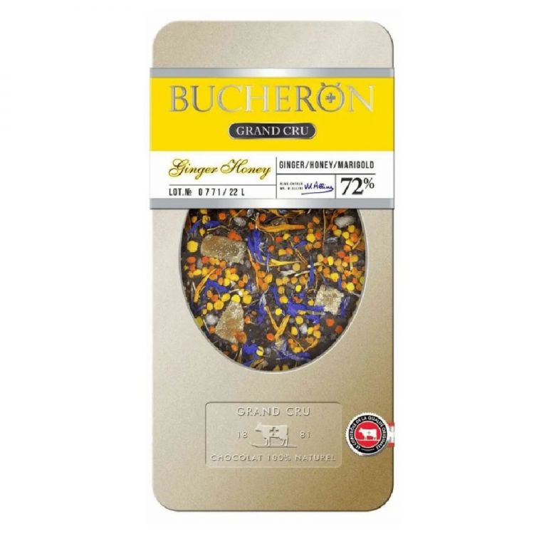 BUCHERON GRAND СRU горький шоколад с имбирем, медовыми гранулами, пыльцой, васильком, календулы 100гр
