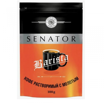 Кофе растворимый сублимированный с добавлением кофе жареного молотого "SENATOR Barista"