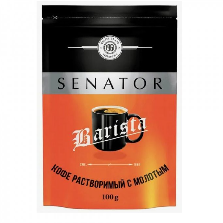 Кофе растворимый сублимированный с добавлением кофе жареного молотого "SENATOR Barista"