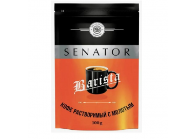 Кофе растворимый сублимированный с добавлением кофе жареного молотого "SENATOR Barista"