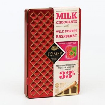 ТОМЕР, МОЛОЧНЫЙ ШОКОЛАД 33% с дикой лесной малиной, 90г (жесть)