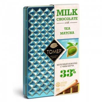 ТОМЕР, МОЛОЧНЫЙ ШОКОЛАД 33% с чаем матчей, 90г (жесть)