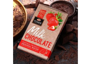 ТОМЕР, МОЛОЧНЫЙ ШОКОЛАД с клубникой, 90г