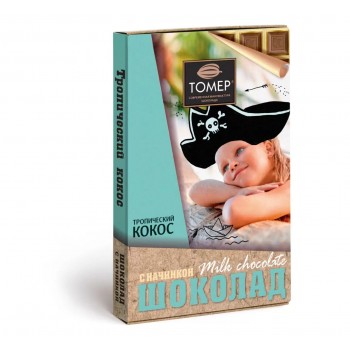 Молочный Шоколад Томер с начинкой с мякотью тропического кокоса 115г