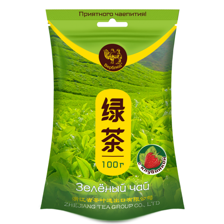 Верблюд "Зелёный чай с КЛУБНИКОЙ" 100гр