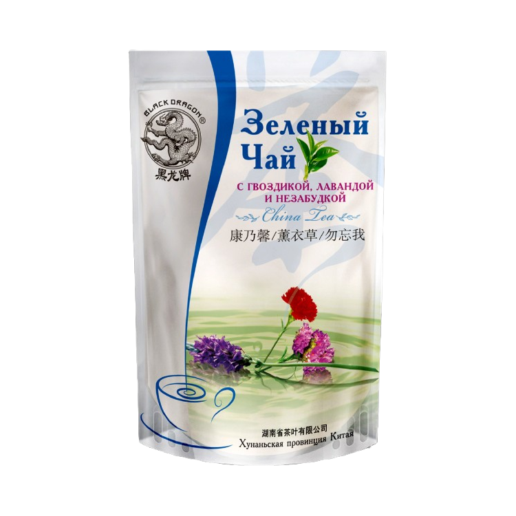 Черный Дракон Зеленый чай с ГВОЗДИКОЙ, ЛАВАНДОЙ и НЕЗАБУДКОЙ, 100гр