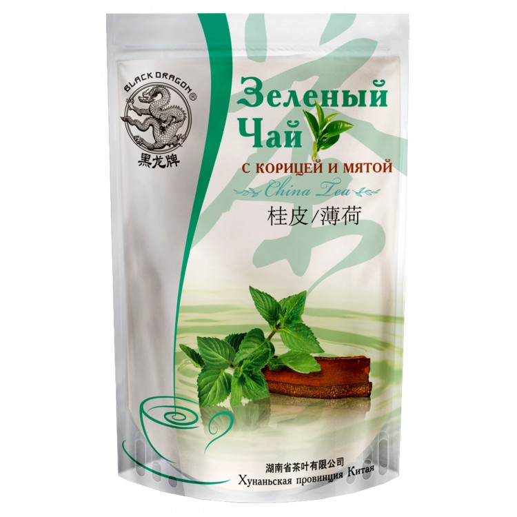 Черный Дракон Зеленый чай с КОРИЦЕЙ и МЯТОЙ, 100гр