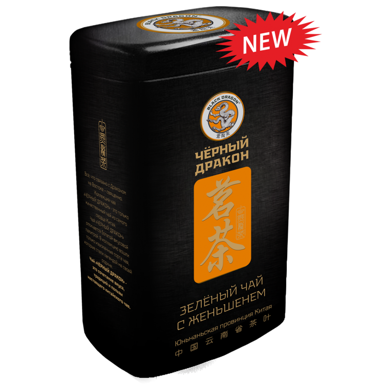 Черный дракон Зеленый чай c ЖЕНЬШЕНЕМ Ж/Б 100гр