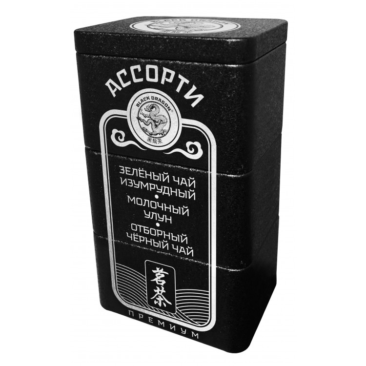 Черный дракон Ассорти  №1 зелёный чай изумрудный 30гр, молочный улун 30гр,отборный чёрный чай 30г, 90гр